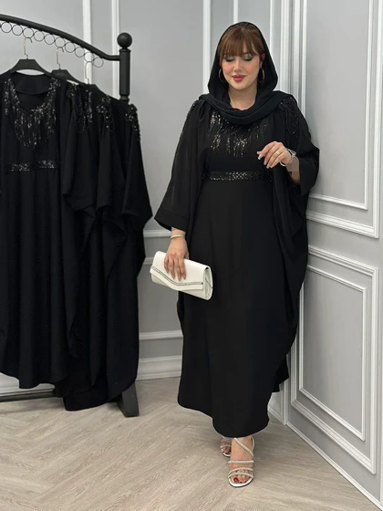 مانتو عبایی سردوش دار مزونی