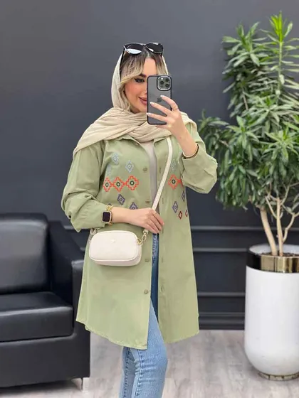 مانتو لینن طرح لوزی