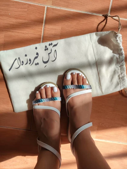 صندل یاقوت سفید بافت آبی