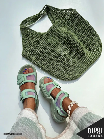 ست کیف وارداتی رافیا سبز و صندل ژیکان لومانا