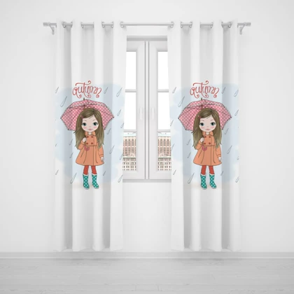 پرده پانچی اتاق کودک برند مینوریا کیدز طرح دخترانه کد p-282