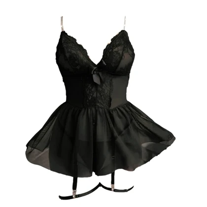 لباس خواب دامن دار زنجیری مشکی برند هارنی