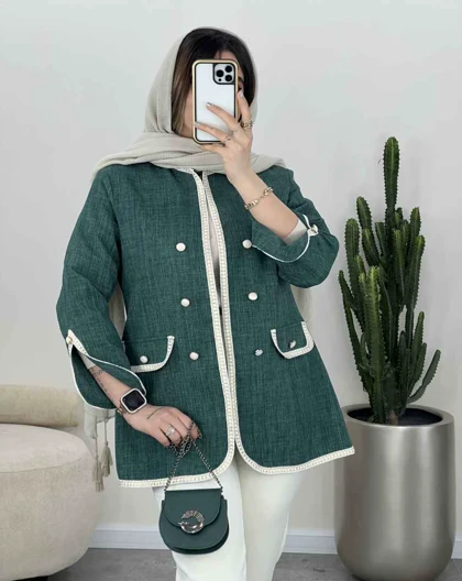 کت نوار دوزی آستین چاک‌دار(5)کد3450