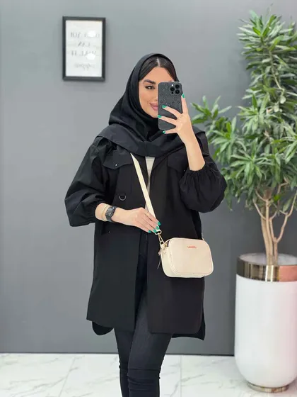 مانتو لینن آستین کش چهار جیب