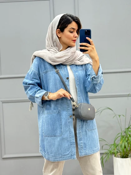 مانتو جین جیب پایین