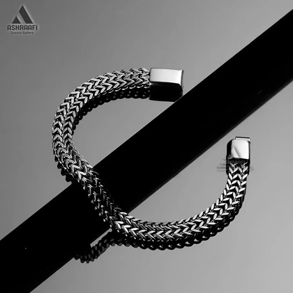 دستبند مردانه زنجیری مشکی Steel Braided Bracelet K2