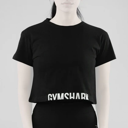 کراپ آستین کوتاه ورزشی زنانه جیم شارک مدل PB-4L1188 مشکی