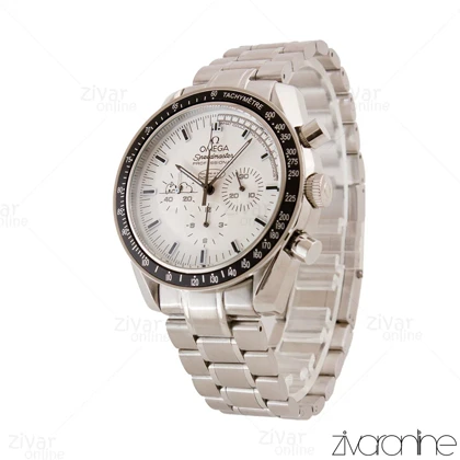 ساعت امگا اسپیدمستر مردانه سه موتوره نقره ای صفحه سفید 104949