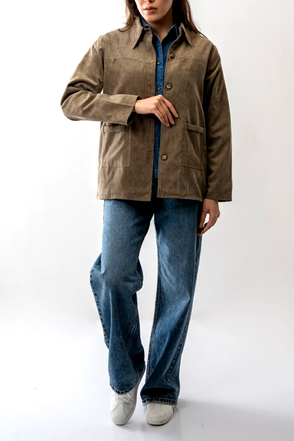 کت مخمل کبریتی برش‌دار زنانه