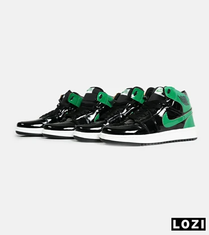 کفش کتانی ساق‌دار مردانه و زنانه مشکی سبز NIKE jordan 1 مدل 6965