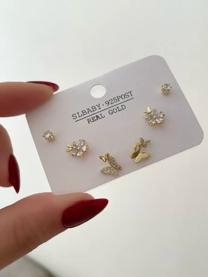 گوشواره های پک سه جفتی fashion