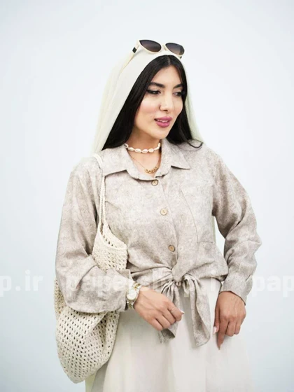 شومیز مانتویی رگه رگه ای گازوئیلی