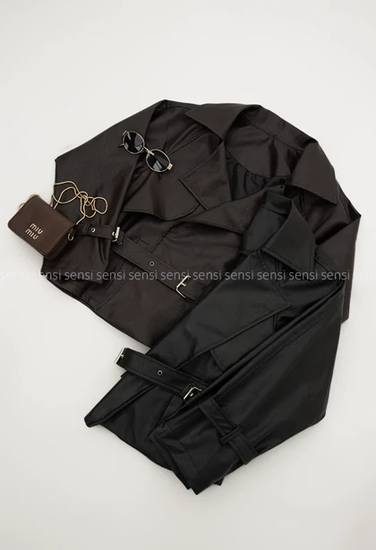 کت چرم یقه انگلیسی کد1004935