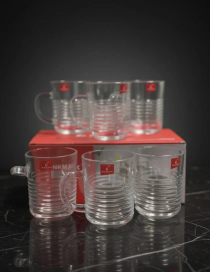 لیوان 6 عددی چای خوری دسته دار شیاردار