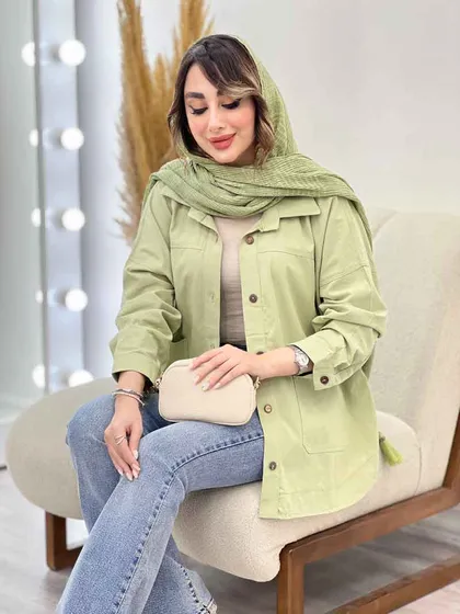 مانتو دو جیب برش‌دار روژین