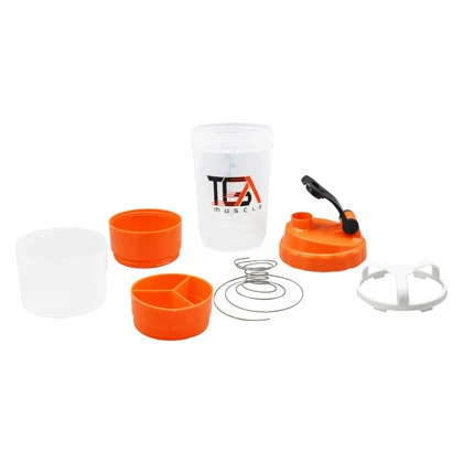 شیکر بدنسازی سه تیکه ماسل مدل Ebi شفاف ظرفیت 0.5 لیتر