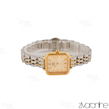 ساعت دنیل ولینگتون زنانه مربعی بند دو رنگ صفحه طلایی 104936