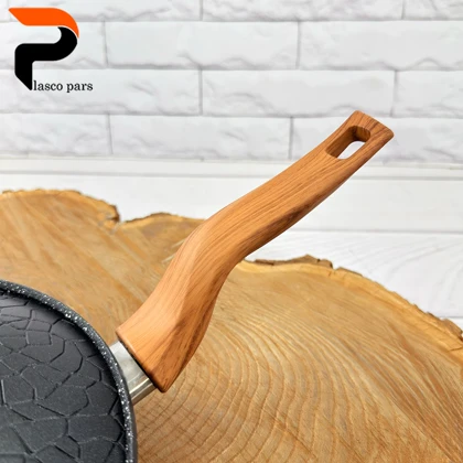 تابه 24 تکدسته آنتیک دسته چوبی گرانیتی مشکی هاناتک