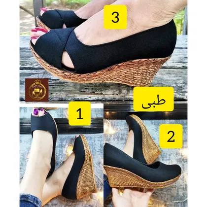 صندل لژدار طبی زنانه تابستانی 7 سانت حصیری در 3 طرح