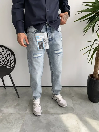 شلوار مام فیت یخی زاپ‌دار BALENCIAGA