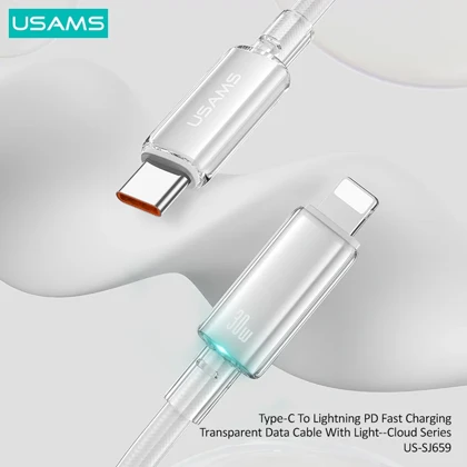 کابل تایپ سی به لایتنینگ یوسامز US-SJ659 توان 30 وات 1.2 متر