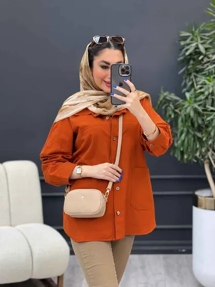 مانتو برش‌دار دو جیب روژین