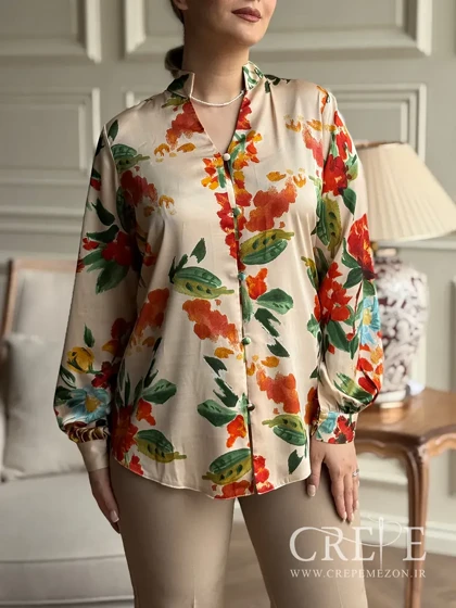 شومیز یقه فرنچ گل‌دار