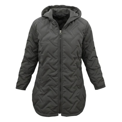 کاپشن زنانه کلاه دار طوسی B1