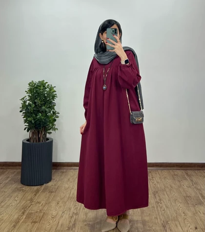 پیراهن مانتویی بلند کتان پنبه 3