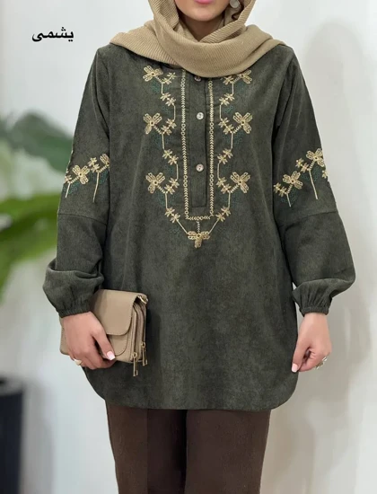 مانتو پاییزه گلدوزی گلبرگ