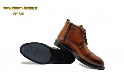 نیم بوت مردانه بندی بغل زیپ‌دار چرم طبیعی si174