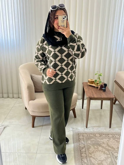 ست بافت پاییزه لوزی اسپرت بیرونی کد 488