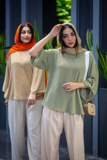 مانتو کنفی کراش یقه گرد