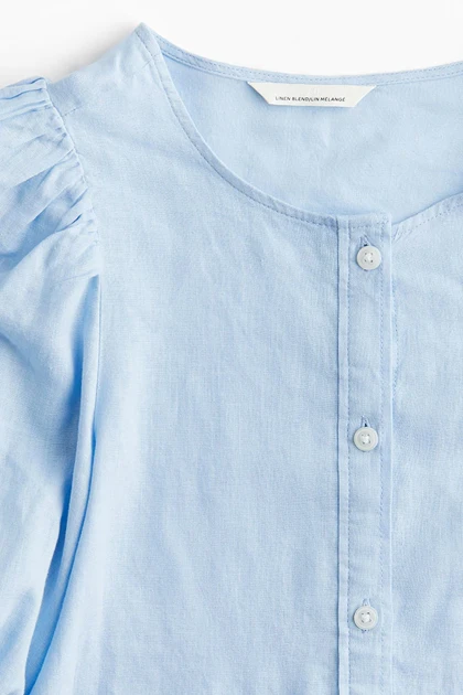 شومیز لینن آستین پفی CH644