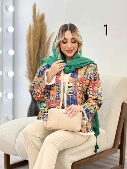 مانتو طرح دار آستین ریش