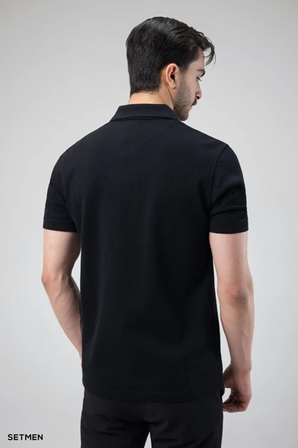 تیشرت یقه دار ژاکارد کلاسیک