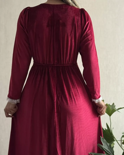 پیراهن مخمل یقه خشتی