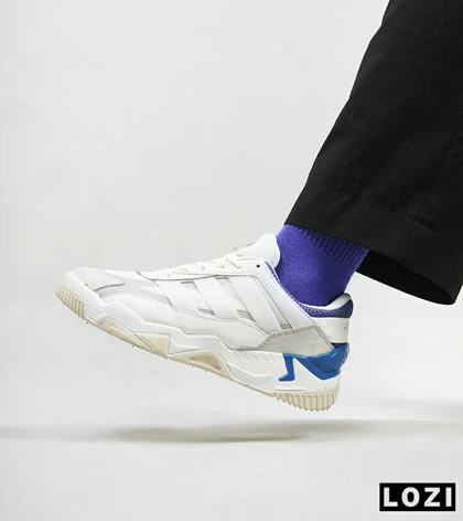 کفش کتانی مردانه سفید طوسی آبی ADIDAS niteball 2.0
