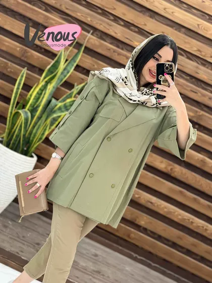 مانتو لینن کتی آستین دکمه