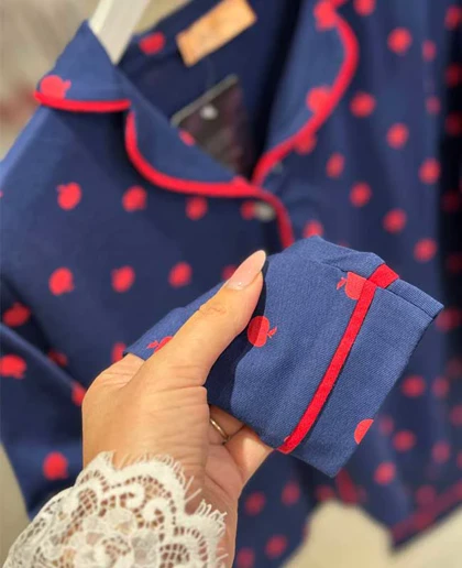 بلوز شلوار بچگانه کد25009 طرح خال‌خالی