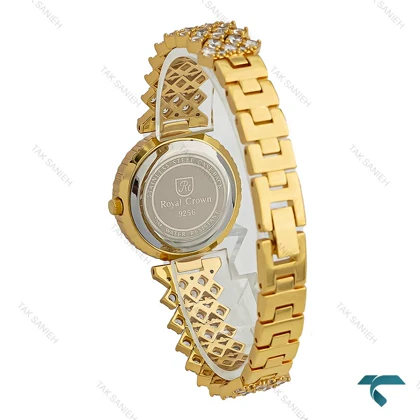 ساعت رویال کرون زنانه مجلسی طلایی فول نگین ایندکس یونانی Royal-7250-L