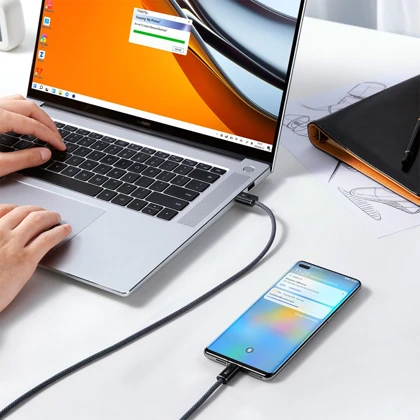 کابل شارژ یواس‌بی به تایپ‌سی 100 وات یک متری بیسوس CALD000616