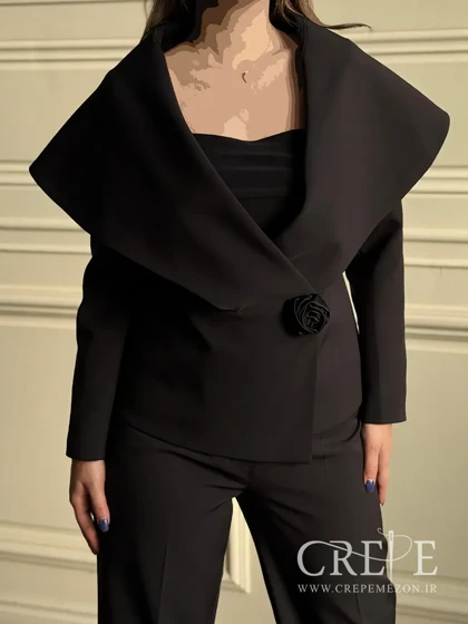 کت شلوار و تاپ یقه پهن تک گل