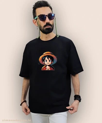 تیشرت لش مردانه و زنانه طرح وان پیس شخصیت لوفی کد 970