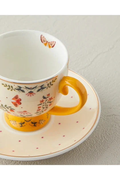 سرویس فنجان قهوه دو نفره English Home مدل Dipsy Bone China - خردلی