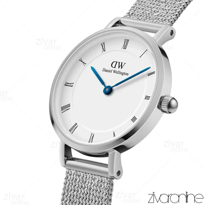 ساعت دنیل ولینگتون زنانه حصیری سیلور صفحه سفید ایندکس یونانی 105508