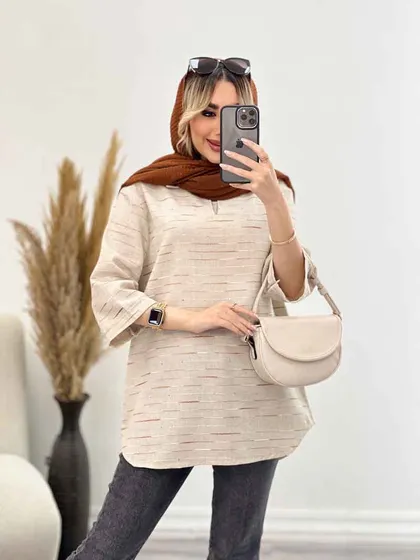 مانتو لینن نچرال یقه دار