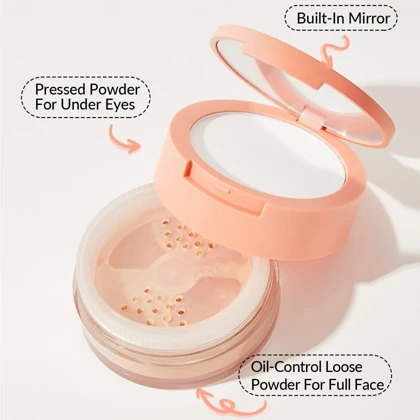 پودر فیکساتور آرایش بی‌رنگ شیگلم مدل Insta-Ready Duo رنگ Natural Linen وزن 14 گرم