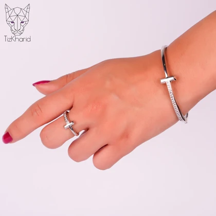 نیم ست دستبند و انگشتر تیفانی کراس دایموند