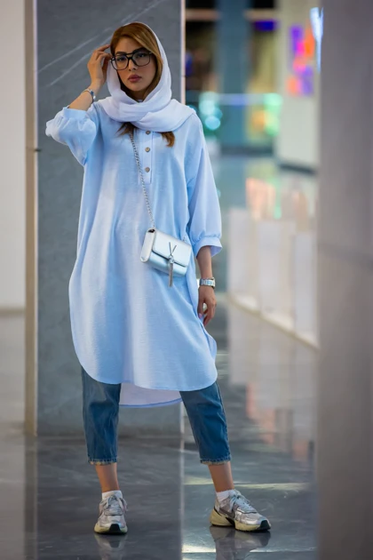 مانتو جلو بسته داماسک پایین هلال